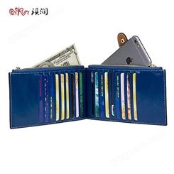 真皮长款卡包多功能拉链RFID防磁卡套牛皮名片银行卡零钱手机皮包