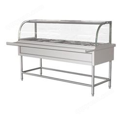 振宏厨具 商用不锈钢大容量 保温售菜台（带弧形玻璃罩）