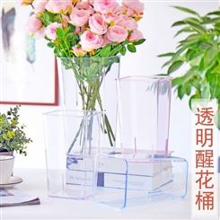 透明鲜花桶  亚克力鲜花桶 加厚透明养花桶  鲜花包装