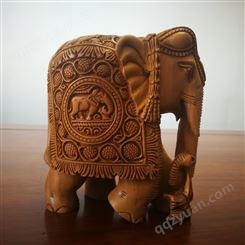 印度老山檀大象雕刻 檀木制作 工艺精良 