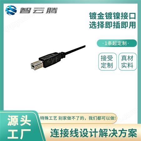双头USB 打印机数据连接线 中小批量加工生产厂家智云腾